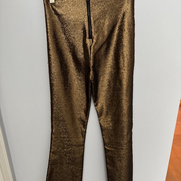 Alice + Olivia Size 2 Gold Lame Pants with A Zipper in the Back - Picture 6 of 7